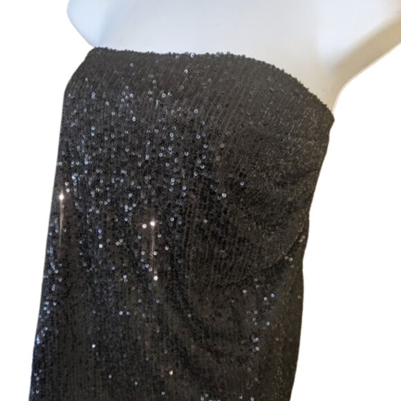 Black Sequined Tube Top Boob Top Size Small - Picture 2 of 3